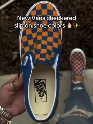 VANS comfortable checkered slip on shoes in new color ways @vans 💙🧡✨