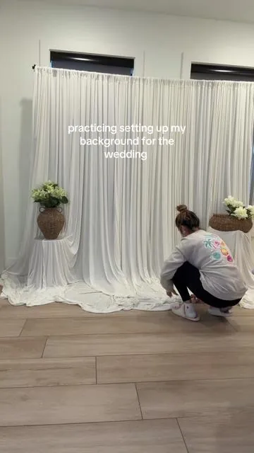 I think I’m onto something lol. pretty easy working with these curtains tbh 🙌🏼 #bridesoftiktok #bridaltiktok #weddingtok #weddingday #drapes 