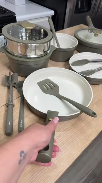 🍳 Set de cocina Carote de 23 piezas con recubrimiento cerámico antiadherente y mangos removibles #TikTokShopCreatorPicks #DealsForYouDays #KitchenFinds #HomeEssentials #CookwareSet 