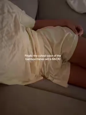 Softest material ever too and so affordable #Sleepset #summersleepset #hanes #tiktokshopcreatorpicks #tiktokshoprestock #butteryellow #womensboxers #loungewear 