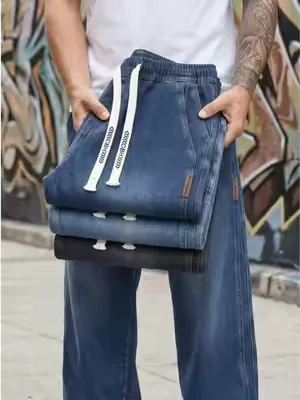 Daily Wear Four Season Men' s Stretch Jeans With Elastic Drawstring Waist#pants #mensfashion #jeansoutfit #jeansformen #comfystyle #DailyWear 