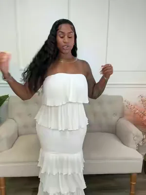 Bandu ruffle dress 🤍🤍 #womensfashion #SummerVibes #dresses #summerlooks #vacationoutfits @ChicMe_official 