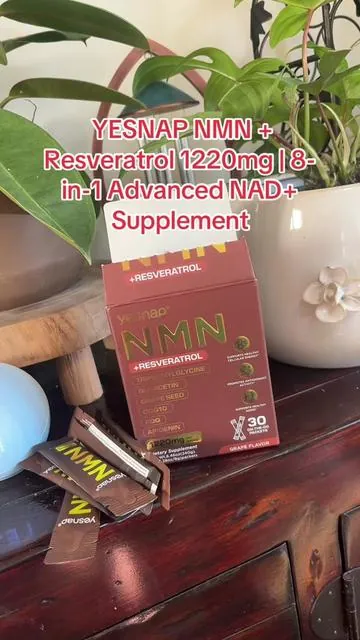 YESNAP NMN + Resveratrol 1220mg | 8-in-1 Advanced NAD+ Supplement with TMG, Quercetin, CoQ10, PQQ, Grape Seed & Apigenin | Supports Cellular Energy, Healthy Aging & Antioxidant Activity | 30 On-The-Go Packets