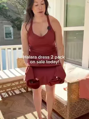 Love that I don’t have to wear a bra and it has built in shorts with pockets! I’m pregnant so I sized up 1 size but these are body inclusive and look good on anyone! @Halara #halara #halaraeasypeezy #halaradress #halaralistens 