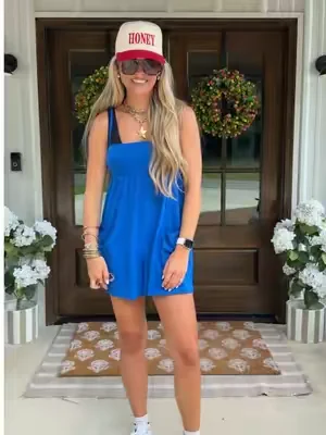 Obsessed with these new colors in one of my favorite look for less rompers! This one is so comfy and made so well! The perfect little summer outfit #dealsforyoudays #tiktokshopcreatorpicks #summerootd #activewear #romper 