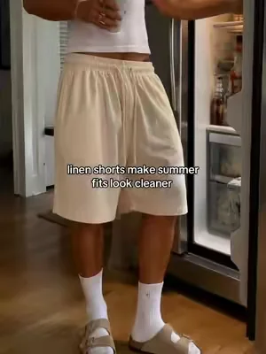 light fabric, easy fit, and way better than basic shorts #linenshorts #longshorts #relaxedfitshorts #OOTD #fyp 