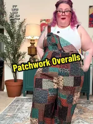M-6X BLOOMCHIC Patchwork Plus Size Overalls ✨ #plussizeoveralls #plussizefashion #curvyfashion #plussizeoutfit #DealsForYouDays 