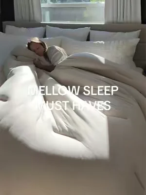My bed is my happy place 🥹☁️  #mellowsleep #marshmellowcomforter #mellowcloudthrowblanket #dealsforyoudays #summerwins 