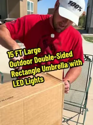 [Deals for you] PHIVILLA 15 FT Large Outdoor Double-Sided Rectangle Umbrella with LED Lights & Crank Handle, Waterproof & UV Resistant, Day & Night Use. #umbrella #umbrellawithledlight #patioumbrella #outdoorumbrella #patiodecor @PHIVILLA 