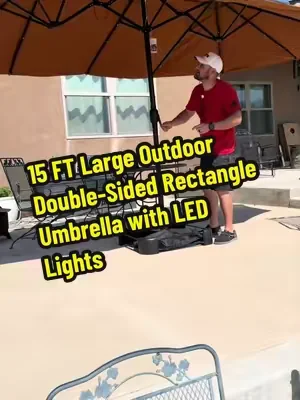 [Deals for you] PHIVILLA 15 FT Large Outdoor Double-Sided Rectangle Umbrella with LED Lights & Crank Handle, Waterproof & UV Resistant, Day & Night Use. #umbrella #umbrellawithledlight #patioumbrella #outdoorumbrella #patiodecor @PHIVILLA 