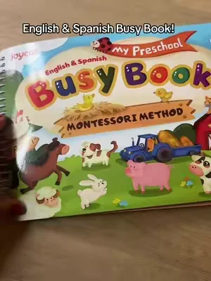 Montessori style busy book for toddler and preschool kids! Teaches English & Spanish , Learning and interactive busy book for kids! #BusyBook #ToddlerBook #Montessori #ToddlerBusyBook #preschoolactivities 