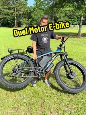 Fat tires, front suspension, rear rack, and a powerful motor make this a versatile ride for pavement, dirt roads, campgrounds, and beach towns. #Summerwins #tiktokshopspringglowup #AdventureBike #AllTerrainBike #weekendrides 