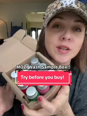Mozi Wash sample variety nine pack box. Try all of their cents before you buy a big bottle! One of my favorite luxury laundry detergent soaps to use that smell smells amazing! With clean ingredients! #LuxuryLaundry #LaundryDetergent #LaundrySoap #moziwash 