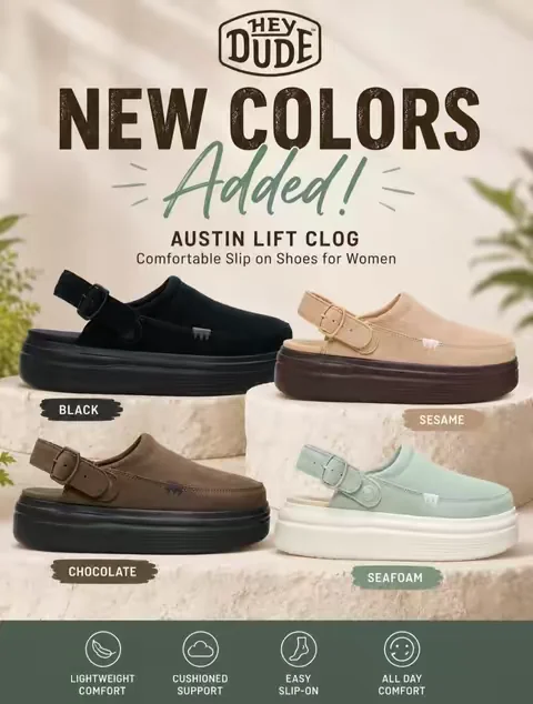 That Seafoam is Beautiful! HEYDUDE Austin Lift Clog - Comfortable Slip on Shoes for Women #DealsForYouDays #TiktokShopCreatorPicks 