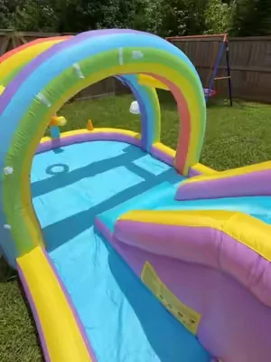 Just be prepared for this to keep them busy all summer 🌞 #waterslide #blowuppool #kidspool #watergame #outdoortoys 