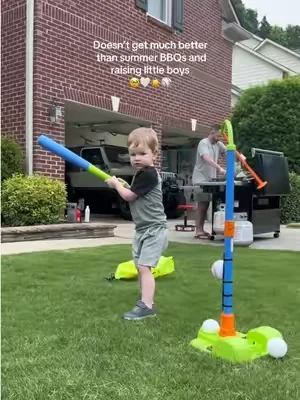 Just a boy, a baseball tee, and a summer evening 🥰 #teeball #tball #toddlertoy #outdoortoys #dealsforyoudays 