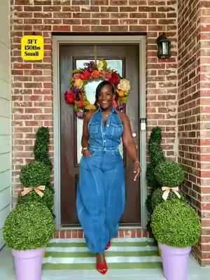 ETSETTER JUMPSUIT IN MEDIUM BLUE DENIM. #dealsforyoudays #summerwins #tiktokshopsummerturnup #tiktokswimweek #summervibes 