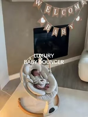 He loves this bouncer plus it’s soo aesthetic too🤎🧸 #babybouncer #newborn #newmom #babyitems #babymusthaves 