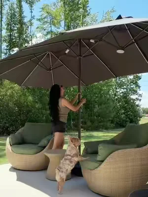 Setting up 15ft umbrella ASMR #patioumbrellawithlights #patioseason #patiomakeover #gardenproject #patiofurniture 