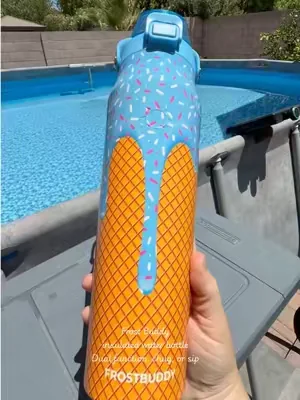 Sip or Chug Frost Buddy insulated water bottle  in the drippy ice cream design…I am in love 🥰  #frostbuddy #insulatedwaterbottle #SummerWins #DealsForYouDays #tiktokshopcreatorpicks  