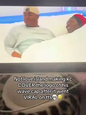 Not love island making kc COVER the logo of his wave cap bec it went VIRAL💀😭 #LoveIsland #wavecap #kc #fyp #viral 