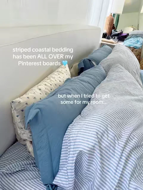 And I didn’t even have to think about if everything would go together, because they came all together in the set 🤩⚓️ #7piececomforterset #coastalaesthetic #coastalbedding #dealsforyoudays 