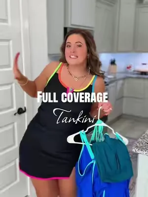 Full coverage swimsuit, plus comes in tons of color options too! @temptmesuit #modestswimwear #tankinisummer #tankini #summerwins #dealsforyoudays 
