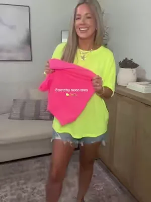 LOVE these comfy neon tees!!! #neon #casualoutfits #fypシ #dealsforyoudays 