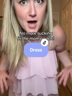 No more sucking kn that mom pooch all night! #mompooch #suckingin #weddingguestdress #bellyfat #prettydress 