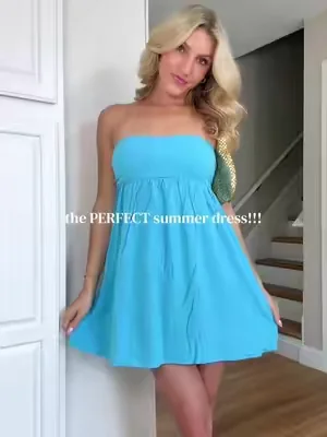 and it’s JUST $19 with FREE SHIPPING rn🥹🙌 #minidress #sundress #summerdress #straplessdress 