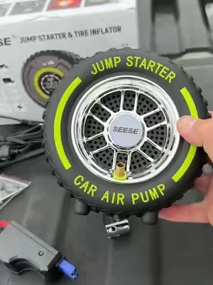 SEESE Tire Inflator Portable Air Compressor and Jump Starter. One tool for flat tires, dead batteries, and roadside emergencies. #DealsForYouDays #SummerWins #CarGadgets #RoadsideEmergency #TikTokMadeMeBuyIt