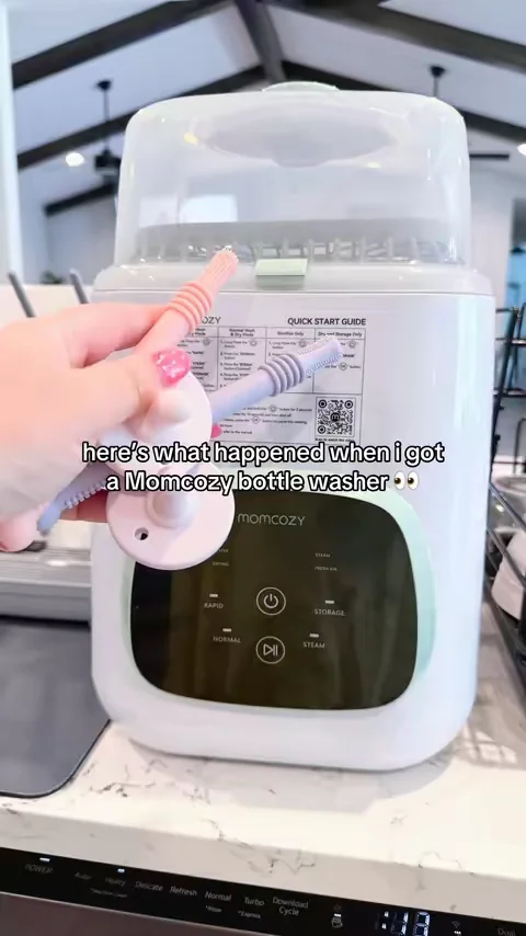If you’re washing bottles, pump parts, pacifiers, teethers, and sippy cups all day… this might be the baby product that gives you the MOST time back with your baby. Washed, sanitized, dry bottles ready to go without standing at the sink every night 🍼✨ #BottleWasher #babymusthaves #momcozy #babyregistrymusthaves #newmom 