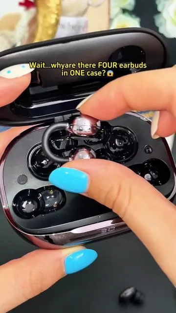 4 earbuds in ONE case... and it even charges your phone.Didn't expect that, right? 👀 #earbuds #wirelessearbuds #techgadgets #tiktokmademebuyit #gadgets 