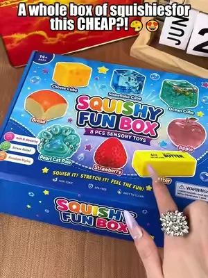 These squishy toys will be a hit withthe kids, great quality and includesome of the hard to find squishies likethe butter squishy and the applesugar squishy #squishies #squishy#squishtoys #sugarsquishy#buttersquishy