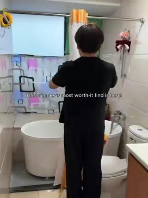 Such a Simple Yet Worthwhile Upgrade#showercurtain #bathroomfinds #easyinstall #tiktokfind #fyp 