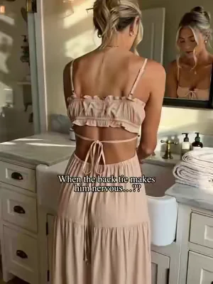 Sweet ruched back tie tiered dress, eye-catching casual chic wear#TieredMaxiDress #BackCutoutDress #SoftGirlOutfit #SummerMaxi #dealsforyoudays 