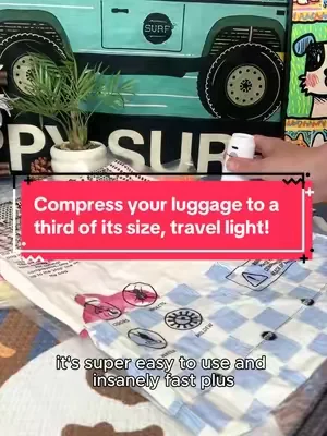 Packing your luggage made easy with the vacuum pump! #LuggageOrganization #TravelEssentials #VacuumSealer #PackingHacks #SpaceSaver