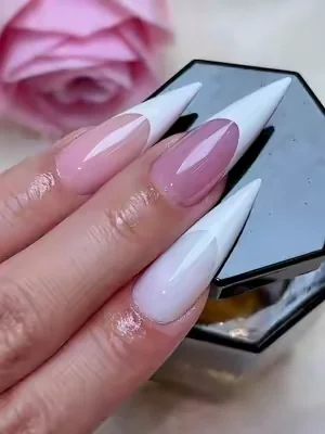 Must-have manicure for this season!😉DL #nails #pressonnails #frenchtipnails #fly #stilettonails 