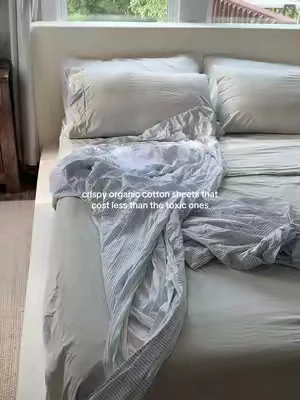 Because sleeping in hot plastic is 🤢 @Lane Linen #organiccotton #sheets #bedding #bed #dealsforyoudays 