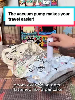 Travel stress-free with vacuum compression! #VacuumSealer #LightPacking #TravelSolutions #PackingHacks #SpaceEfficient