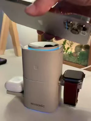 This futuristic 3-in-1 wireless charger lets you ditch messy charging cables for good!#3in1chargerstation #wirelesschargingstation #wirelesscharging #summervibes  #TechGadgets 