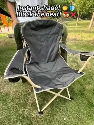 New Upgrade Wide Camping Chair with Foldable Sunshade Canopy - Portable Lawn Chair with 2 Cup Holders & Storage Bag for Beach, Fishing, Outdoor Sports #tiktokshopmemorialday #TikTokSwimWeek #DealsforYouDays #campingchair #lawnchair 