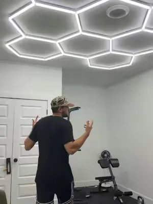 It’s time to upgrade your space with better lighting #hexagonlights #hexlights #lighting #garagelights 