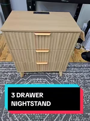 VEVOR 3 DRAWER FLUTED NIGHTSTAND WITH CHARGING STATION, 50 LB CAPACITY ON TOP. #nightstand #endtable #tiktokshopcreatorpicks #summervibes #dealsforyoudays @VEVOR Store @CreatorCollab_Mabel @Haidee_Collab 