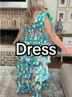 Vacation or wedding guest dress! #ruffledress #maxidress #tiereddress 