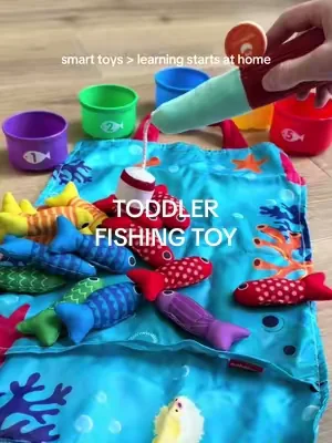 My toddler has been playing with this fishing toy NON STOP! I love that he's learning while he plays and doesn't even realize it. #handsonlearning #babydevelopment #toddlergiftideas #toddlertoy #hahalandtoys @Hahaland 