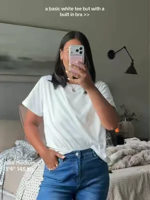 My go to right now! Such a good tee with the built in bra 🙌🏽 @Klassy Network #klassy #builtinbra #tiktokshopcreatorpicks #tiktokshopfashionfinds #dealsforyoudays 