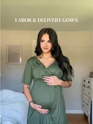 the most comfy & cute gown ever #pregnancy #birth #laborgown #postpartum #birthplan 