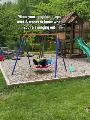 This saucer swing is seriously the best thing we have in our backyard everyone loves it!!!  #saucerswing #swing #swings #giftsforkids #swingset 