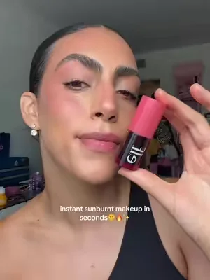 Im wearing the shade cherry cola in the @e.l.f. Cosmetics stain for the perfect sun-kissed makeup look! #elfcosmetics #eyeslipsface #sunkissedmakeup #lipstain #tiktokshopdealsforyoudays 